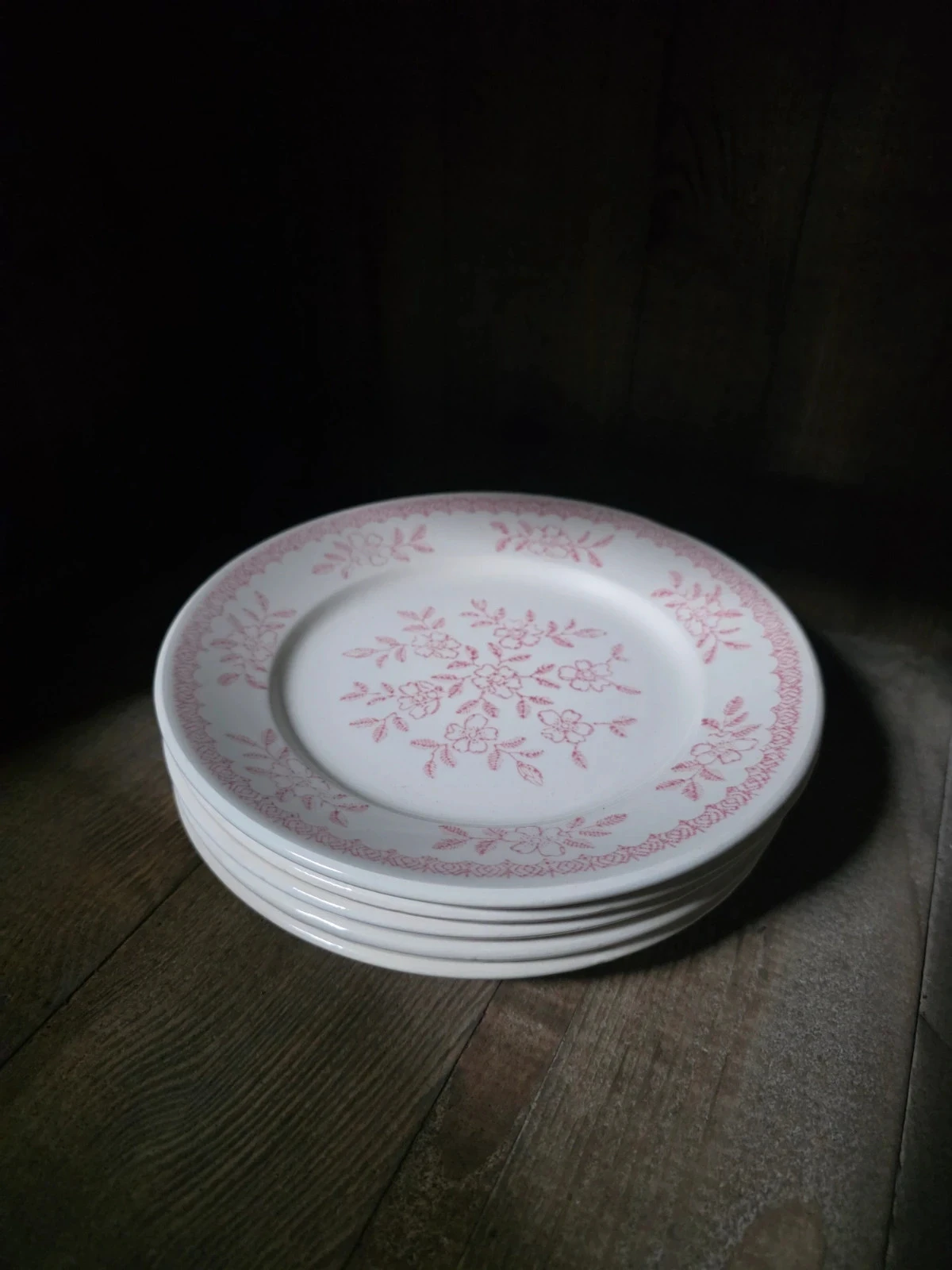 5 pink and white dessert plates CMS – photo 6
